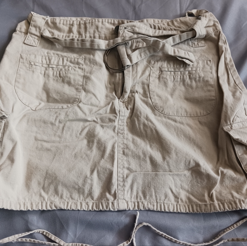 Beige Mini Skirt with Belt